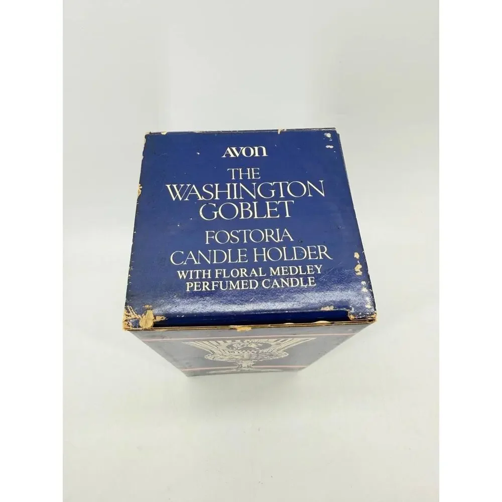 Avon Fostoria George Washington Blue Glass Goblet New Open Box 1.70 lb